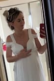 This is going to be my wedding dress!!!
I love the amazing quality of this dress!
I'm normally a size 4-6 but I'm 8 months pregnant, so I ordered a medium. 
It fits and looks amazing. A little long but I had no shoes on, so it will be perfect.
Thank you Lulus!!! - Sueshome@gmail.com H.
