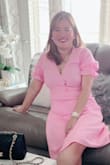 I love this dress...color, style, material and fit. It's worth every penny. The only cons is that it is too open in the bust area that u might want to use a pin or a cami bra to hide a little bit of your cleavage. - Florevelle P.