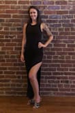 Great thick, high quality material. It is a little more form fitting than I was expecting but it still looks incredible on. It can be dressed up or down and the high slit on the side adds just the right amount of sex appeal. - Amanda H.