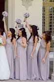 There were 4 of us bridesmaids and we spanned from sizes XS, S, M and L and it fit each of us well! The dress flows from the waist down so there's room for eating and dancing :) I liked that it's high neck, so moving around felt very secure. We all had to hem the dresses but that was expected.

I'm a 32A and the Small looked a little too loose on me, but XS was perfect (snug in a good way). Lulu's was SO GREAT with returning and exchanging sizes. One note: since the back goes a little low, I couldn't wear a normal strapless bra with it and wore a sticky bra instead.

(Another side note, this light taupe color may show sweat marks if it's really hot... my dress was snug and you could see light sweat marks when we were out in the 90 degree sun, but as soon as we went indoors/cooled down it went away. I think I was the only one with that problem though, since the other girls dresses were a little looser, that didn't seem like it was a problem for them. Just something to keep in mind)

Overall a perfect bridesmaid dress! Flowy, fits a range of body types, and if you wanted to do mismatched colors, this would be a great dress to do so since there are so many color options. - Chloe K.