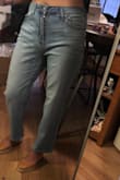 Fabric soft comfortable. Normally wear 27 but according to other reviews runs smaller so ordered 26 still loose but it's perfect I can wear to work sitting all day . Thanks - Jerima E.