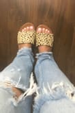 Well made sandals. Not as soft as I'd like, but hopefully they'll soften up a bit after wearing a few times. They're a little wide around the toe area but I do love them overall! - Elizabeth A.