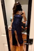 Fits true to size. Don't normally write reviews, but this dress was a great steal on sale. It's going to look perfect for a black tie wedding. - Jehan M.