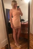 This dress was exactly what I was hoping for! It fit perfectly! I love the lace detail. I'm obsessed with light pink and this dress was the perfect color of pink. It's simple yet elegant. It was perfect for the wedding I went too. I do have long legs so it's on the shorter side, but most dresses are like that on me. I love the length of it for me! I will definitely be wearing this again. It's a classic. - April P.