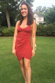 I wore this dress to a wedding and it fit in all the right places! It's rare I find form-fitting dresses that look good on me, but the crossover style skirt was perfect for my body type. I usually wear a medium, but the small fit great and not too short. This dress gave me smooth curves and fit so well around the bust area - I can't wait for the chance to wear it again! You can definitely dress it down or up, and feel so good in it. I'd wear it for a date or any other special event! - Dominique R.