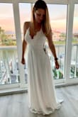 After nearly two dozen disappointments in dress shopping for our upcoming Key West beach elopement, I finally found the dress for me. I was seeking something simple, elegant, good quality and I found it! Being on the taller side for women, thinner and larger chested, I've come to almost completely hate shopping for clothes because it's that difficult. Prior to this dress, I struggled with finding a dress that was long enough and/or didn't have my chest hanging out. This dress comes with adjustable strapless so you can lift or lower the dress to your comfort. - Brandy M.