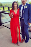 Beautiful dress, got tons of compliments! Very good quality, the red color is gorgeous. Very comfy and flattering. A little long, had to get it taken up a bit, even with heels. Otherwise a great dress for a summer wedding for a good price. - Amanda S.