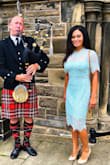 I got this dress for a wedding in Scotland and was worried it would look too white but it didn't. The dress fit great and I got so many compliments! - Cristina