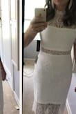 I ordered the dress in a small, which was the right size for me, but it wasn't for me. I have a small bust and the dress seemed to make me look a little boxy. Too bad because it's such a cute dress! - Kassie M.