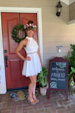 I wore this dress for my bridal shower and got tons of compliments! Fits perfectly for my hourglass shape. I Wore a strapless bra. The dress is so comfortable! Highly recommend!!!! - Ashley W.