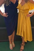 This dress was super comfortable and light-weight. Perfect for an outdoor summer wedding. The only thing that kept happening to me was the button in the middle kept popping open and eventually came off the thread. I had to use a pin all night but something to be aware of. Otherwise I loved it! Got a lot of compliments :) - Carrie T.
