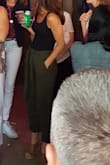 These pants are super comfy and cute. At first I wasn't sure because they are baggy and way too long on me but I rolled them up at the bottom and they ended up looking okay. May be worth getting them hemmed because they do look cute on. I like the high waist and belt. - Karly L.