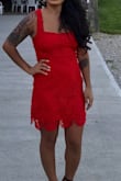 It's pretty, nice color but it fits a little baggy in the back. - Raven L.