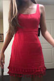 compared to how it fits the model, it fit way bigger which made me sad, i'm still gonna wear it because i had to get it for my sorority recruitment and other than that it's cute. i got an XS though. - Georgia M.