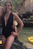 This bathing suit is very cute. However, it runs quite small and the swimsuit has very little give/ stretch to it. If you are busty or have been blessed with a larger bottom, I would suggest ordering a larger size. - Kimberly N.