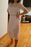 The dress is beautiful.  Fits perfect. The fabric is soft and feels really nice. First time ordering from lulus will definitely order again. So happy with the dress! Thank you! - Olga P.