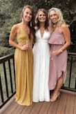 I wore this to my sister's bridal shower and I got SO many compliments. The material was thick and good quality. Only negative was that it was longer, even with my very tall wedges the dress was still dragging on the ground - Cheyanne H.