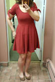 It's short so I wore flats but I'm sure it looks great with heels. Simple, comfortable. Dress up or down. - Kristin F.