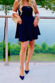 Love this dress in navy but didn't like the way it looked in this periwinkle blue. Kept the navy returned the periwinkle one. Very stretchy for custom fit. Used at a wedding and it worked great! - Valerie D.