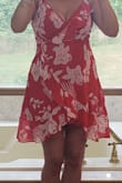 This was my first purchase from Lulus and I am absolutely in love with them! I never order online because you never know about fit, if the company is legit and the return policy usually costs you some money. I had a a engagement party to attend at the last moment that was Hawaiian themed and needed something stat. I ordered two sizes S/M cuz I needed something to work for sure. Got this dress, Medium worked perfect but I did have to safety pin the top. I returned the small with absolutely zero issues and got email updates on status. (Not pinned in picture. But if you have a larger chest you will at least want to bring a safety pin with you). My boyfriend loved it, I felt pretty and it was a win for me! - Michelle H.