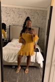 This dress is just as cute as the picture! I received so many compliments. I wore in while vacationing in NOLA. The material is great, breathable and doesn't wrinkle easy. it isn't tight and very comfortable. I love this dress! - Tawana G.