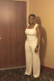 Bought this jumpsuit for my mother's 70th birthday dinner, it was a hit! Everyone wanted to know where to purchase, it hit all my curves perfectly, the material was light but not too light. I am definitely purchasing in another color. - LaDetra J.