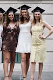 This dress came super quick, it only took a week. It was such an amazing fit immediately. The straps are VERY adjustable which I liked because I don't have much to hold up top. It is very classy and goes passed fingertip length. HIGHLY recommend. - Raegan S.