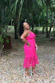 Love love this dress. I normally would wear a size 8 and am happy I brought it in XL because of some reviews that said the material does not really stretch. It fits perfect. I wore this dress on a Caribbean vacation. Got lots of compliments. This dress is well made and the material is awesome. Looks more than it actually cost.  I wore it with a backless bra. It just hug my figure. I will definitely purchase in another color. Thank you so much Venus. Was perfect. - Margaret S.