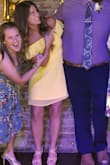I wore this dress to a friend's rehearsal dinner and it was so cute! It fits TTS is somewhat forgiving while still being flattering. The yellow looks fantastic if you have olive toned skin. Length was perfect, as well - it hit just above my knees. Off the shoulder sleeves stay in place very well. - Melissa B.