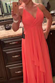 Love the dress, I ended up not wearing it because it is a little too young for the event I was going to (got it on sale so non-returnable but was only $52) but come spring I'm sure I will. The color is so vibrant, really a very pretty dress. - Kathryn D.