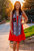 Love this dress! The red really pops! Also you can't beat a dress that has pockets. Super cute I wore it for my college graduation! - Emily P.