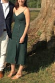 I wore this to a September wedding in a vineyard and it was perfect! It's definitely made for more of an hourglass figure; for me it was snug in the waist but loose in the butt/hips, but still worked. It does wrinkle pretty easily. Bonus: I spilled red wine all over it but immediately mopped it up with paper towels and it came right out, no stains at all! Will definitely wear again. - Kathryn W.