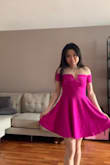 Love the color of the dress. It fits true to size. I would like to get another one with a different color. - Jing R.