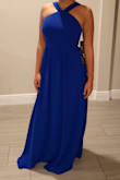 This is the dress I picked for my bridesmaids. The color is the exact royal blue I wanted. The style of the dress is complementary on all body types. So far all the girls have loved the comfortable fit, style and great quality. - Sabrina M.