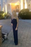 I wore this to a semi-formal event. It was both elegant and sexy. The deep cut of the bosom (?) was flattering and comfortable. The material had some stretch but held its shape through the evening, I love this! - Holly B.