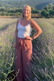 I love these pants! I had to get them hemmed because they were a bit long for my 5'4 frame but was totally worth it. I received so many compliments on these pants! - Mairead H.