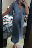 The only complaint I have is that when it arrived it had a makeup stain on it as it must have been a return. Unfortunately I didn't have time to reorder as I have to wear it this weekend but overall it is a great fit. Because of the other reviews I ordered a size up because I am a tad bottom heavy and it was perfect. The color and material is really nice, overall I am happy! - Celina A.
