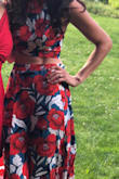 This dress has a dramatic effect when you walk...the sides of the skirt billow outward. I felt like a goddess in it. Wore it to a friends wedding recently and got lots of compliments. Was plenty long for a tall person. - Jessica M.