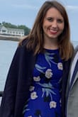 I wore this dress to an outdoor wedding and paired it with a navy blue shawl. It is a beautiful dress, I received so many compliments on it! The dress fit perfectly and flowed out from the waste down. The only thing slightly difficult was the back of the dress, as it criss-crosses in the back and I had to have my boyfriend help fix me in it. Otherwise, a dress I will wear again and highly recommend! - Kelly F.