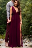 The fabric is weighted and beautiful! I was afraid the color would be too bright but the burgundy shade is exactly right. I'm going to take my engagement photos in this dress and I cannot wait to be photographed in it! The waist is a little on the tighter end but if I were to go for size small, the chest part might be a little loose. - Stephanie L.