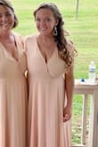 I bought this for a wedding I was in, and I loved it. I had to get it altered because I am short and it was ungodly long. Also needed an extra stitch put in the boobies. Figuring out all the strings and wrappage was fun. Ha! But obsessed is an understatement. So whimsical, and so comfortable. I ordered a medium and large and they both fit pretty much the same. - Megan B.