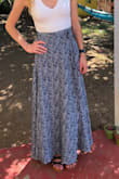 I love this skirt. It's comfortable to wear all day. I received many compliments on it. The slit is not revealing either. - Cheryl S.