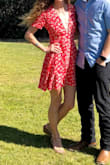 This is one of my favorite dresses ever. It's super cute and fun. I did have to take in the sides of the bust because it was a little large for me. I wore double sided tape at the bottom of the neckline so it wouldn't flare open when I bent over. It goes well with heels and boots! - Cheryl S.