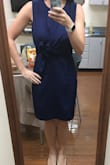 This dress is a great staple for any work wardrobe and it has pockets!! The dress runs a little big but is the perfect length especially for a professional setting. I purchased the navy and am considering the black one as well! This dress is classic and elegant highly recommend it! - Amy B.