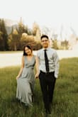 I really enjoyed wearing this dress for our engagement photo session in Yosemite!! The slate blue is so beautiful, and it's so flowy. It runs pretty large so I suggest ordering a size down. I had to get the dress tailored because I had no time to exchange it and the bottom had to be hemmed shorter anyways... other than that it was perfect! - Kamele R.