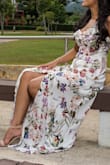 This dress fits perfect! I consider myself tall and I was able to wear heels and still looks long enough. I used it for my engagement session and its was awesome! Great fabric, good quality - Ingrid F.