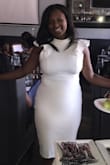 Purchased this dress for my bridal shower. Originally ordered a L and it was loose so I ordered a Medium. The medium fit perfectly. - April H.