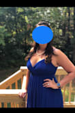 I ordered this dress for an Aviation Ball. The material is very nice but did need a good steam before I wore it. I wore a heel with the dress so it didn't drag (it was pretty long even for me with flats). There is a lining under it that is a little tight but only really an issue if you are somewhere warm or sitting/standing a lot. The material moves nicely. It is a bit heavy so the straps dug in some. The front of the dress is a bit revealing but not so much that you might slip out and show anything. The color I ordered was beautiful and matched the color it was online. - Lizzie K.