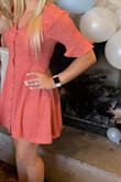 I love the color and flirty-ness of this dress so I kept it, but the top is a little big on me so it's not the most flattering dress I own. - Kayla T.