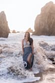 I love the way this looks and you can mix and match with so many outfits. It was a little tight on me, so I would recommend sizing up if you're my size! (The skirt I'm wearing is Tempest Navy Blue Print Wrap Maxi Skirt- also from Lulus!) - Asia H.